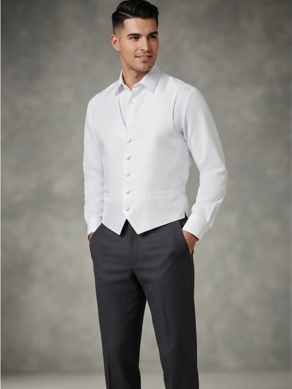 Lauren Ralph Lauren White Men's Textured Dress Vest